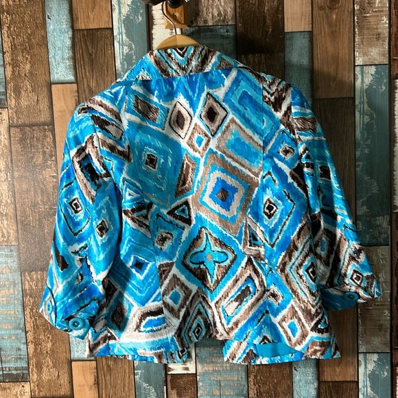 Investments Petites 4P blue shiny 3/4 blazer jacket - Picture 11 of 16